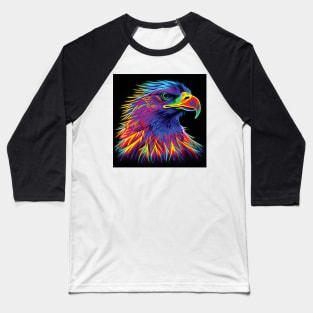 Bald Eagle in Neon Rainbow Colours Baseball T-Shirt